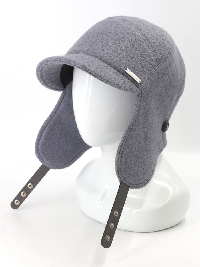 Демисезонная бейсболка с длинными ушками темно-серого цвета Д-840/1Л