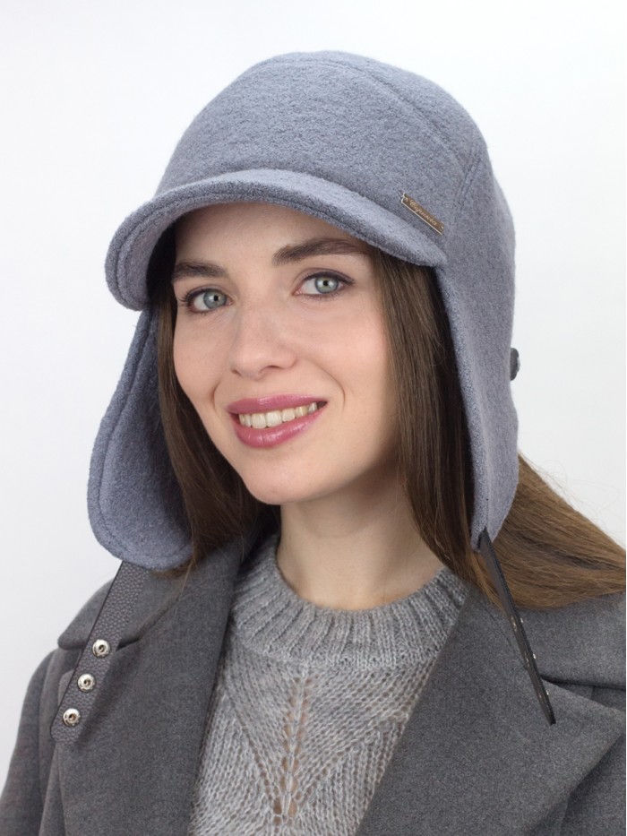 Демисезонная бейсболка с длинными ушками темно-серого цвета Д-840/1Л