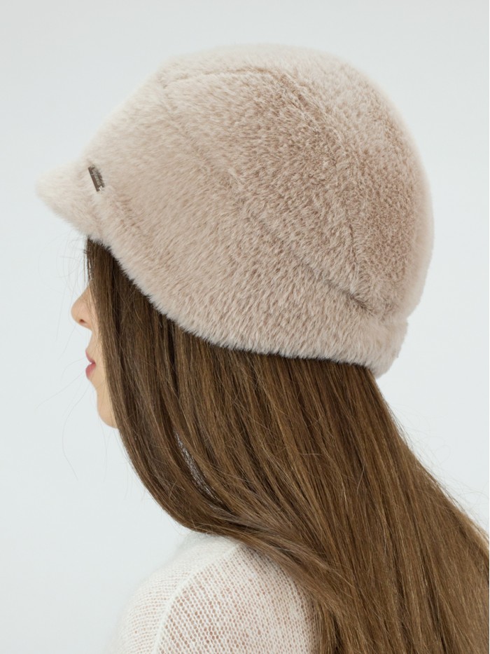 Шапка из эко-меха цвет бежевый Д-848/1