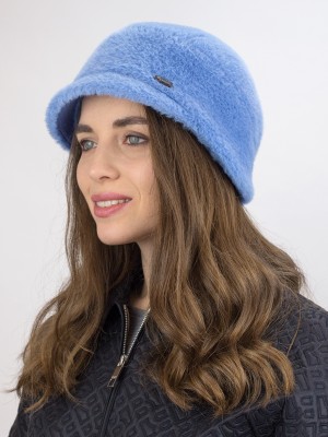 Шапка из эко-меха цвет голубой Д-848/1