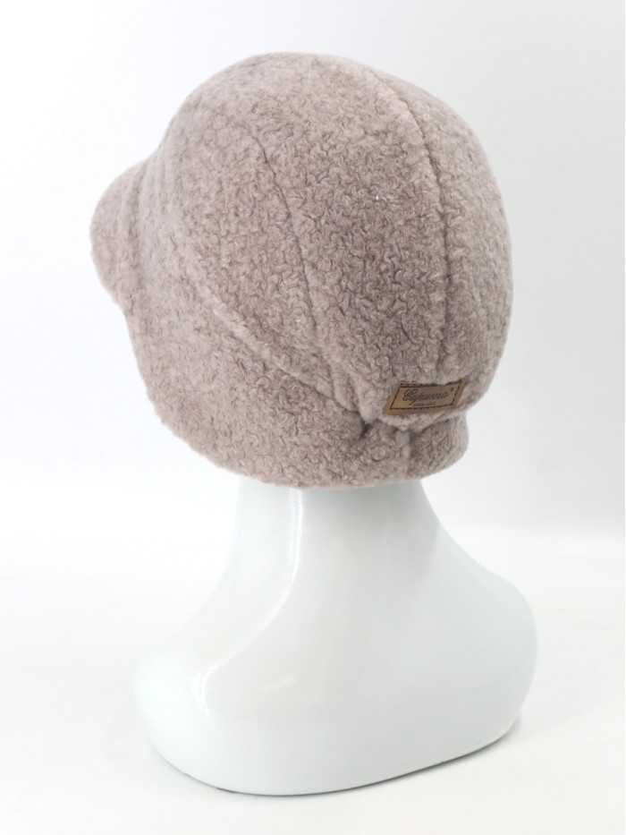 Шапка из искусственного меха цвет кофейный Д-848