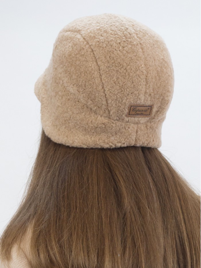 Шапка из искусственного меха цвет светло-бежевый Д-848