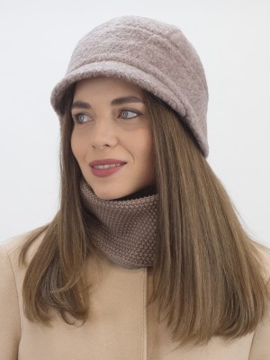 Комплект со снудом из искусственного меха цвет кофейный Д-848К