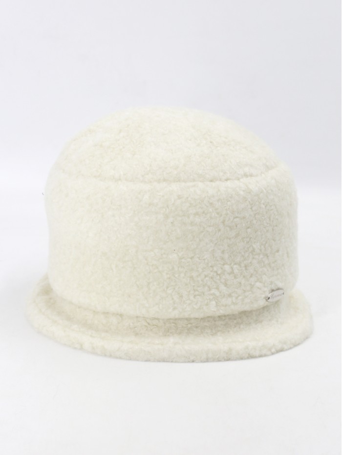 Шляпка с маленькими полями из эко-меха цвет белый Д-851/1