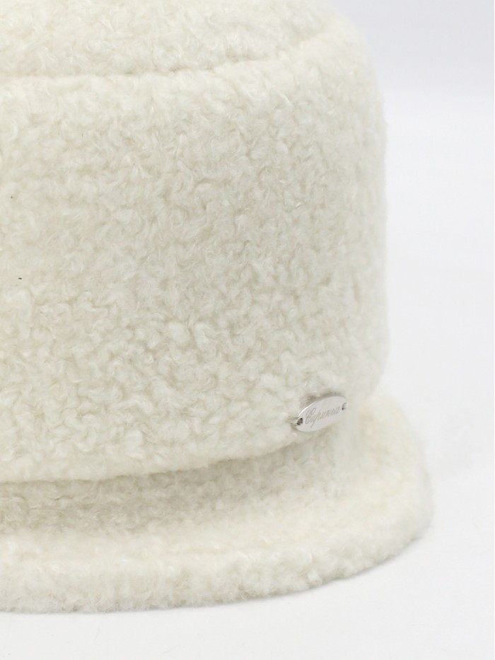 Шляпка с маленькими полями из эко-меха цвет белый Д-851/1