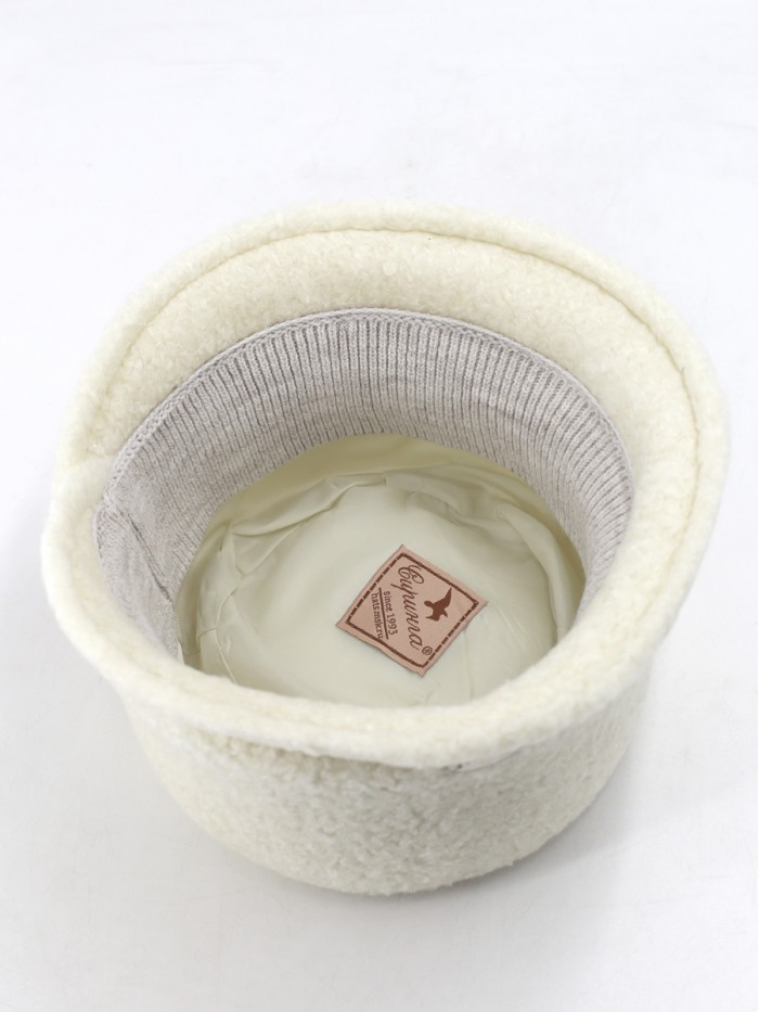 Шляпка с маленькими полями из эко-меха цвет белый Д-851/1