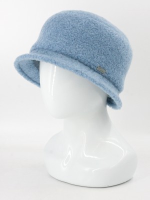 Шляпка с маленькими полями из эко-меха цвет голубой Д-851/2
