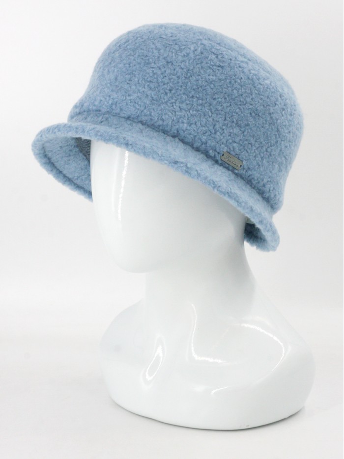 Шляпка с маленькими полями из эко-меха цвет голубой Д-851/1