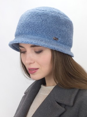Шляпка с маленькими полями из эко-меха цвет голубой Д-851/1