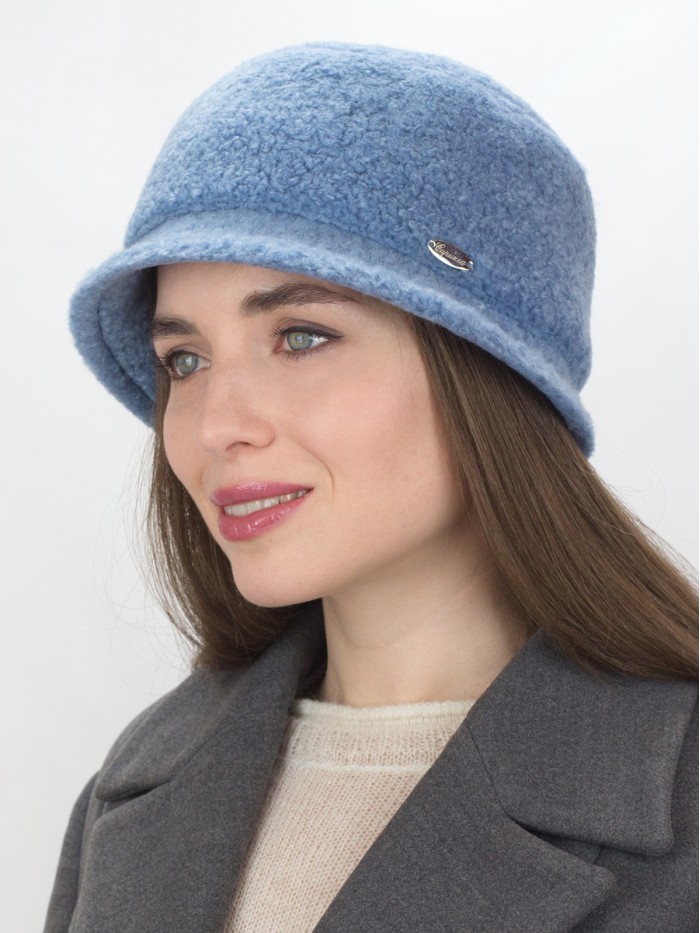 Шляпка с маленькими полями из эко-меха цвет голубой Д-851/1