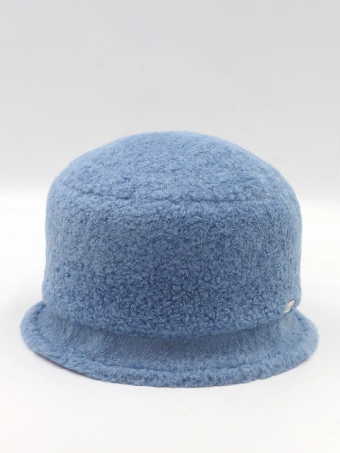 Шляпка с маленькими полями из эко-меха цвет голубой Д-851/1