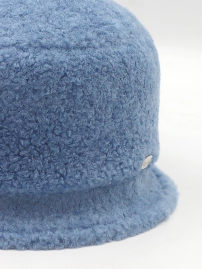 Шляпка с маленькими полями из эко-меха цвет голубой Д-851/1