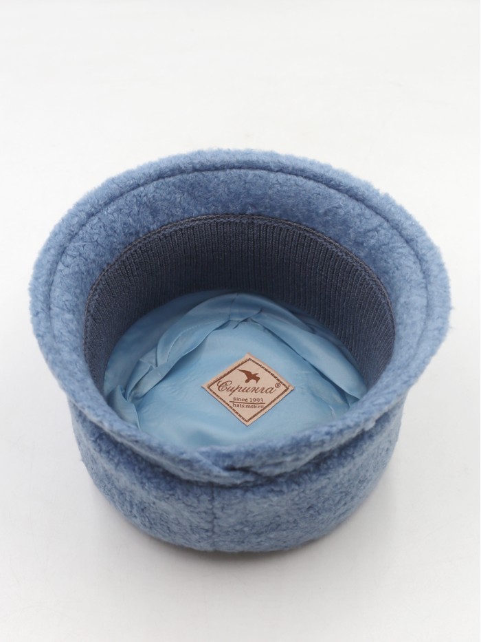 Шляпка с маленькими полями из эко-меха цвет голубой Д-851/1