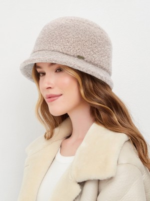 Шляпка с маленькими полями из эко-меха цвет кофе с молоком Д-851/1