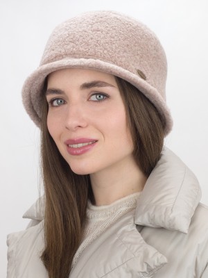 Шляпка с маленькими полями из эко-меха цвет кофе с молоком Д-851/1