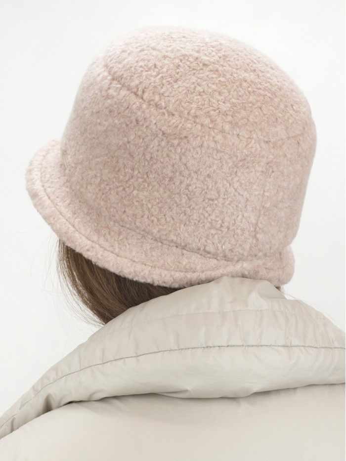 Шляпка с маленькими полями из эко-меха цвет кофе с молоком Д-851/1