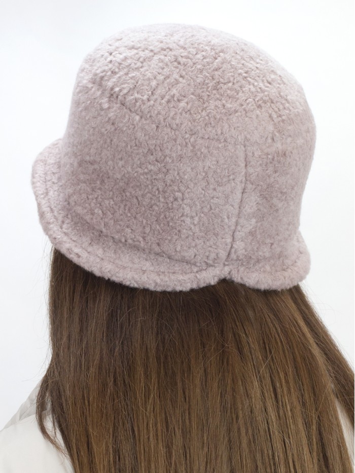 Шляпка с маленькими полями из эко-меха цвет кофейный Д-851/1