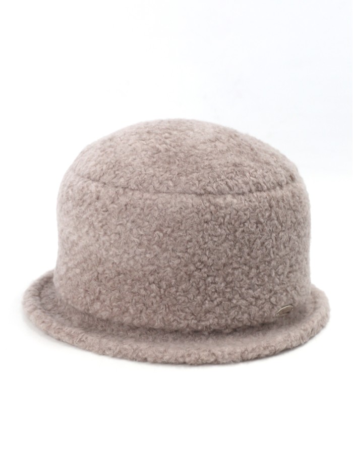 Шляпка с маленькими полями из эко-меха цвет кофейный Д-851/1