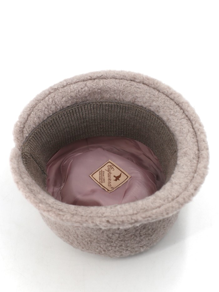 Шляпка с маленькими полями из эко-меха цвет кофейный Д-851/1