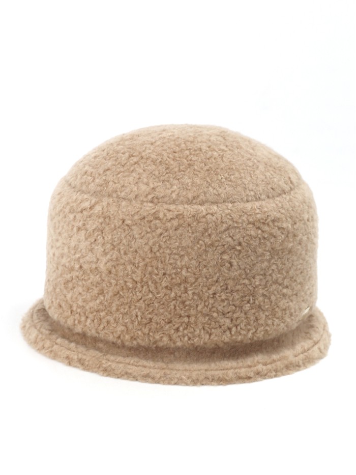 Шляпка с маленькими полями из эко-меха цвет светло-бежевый Д-851/1