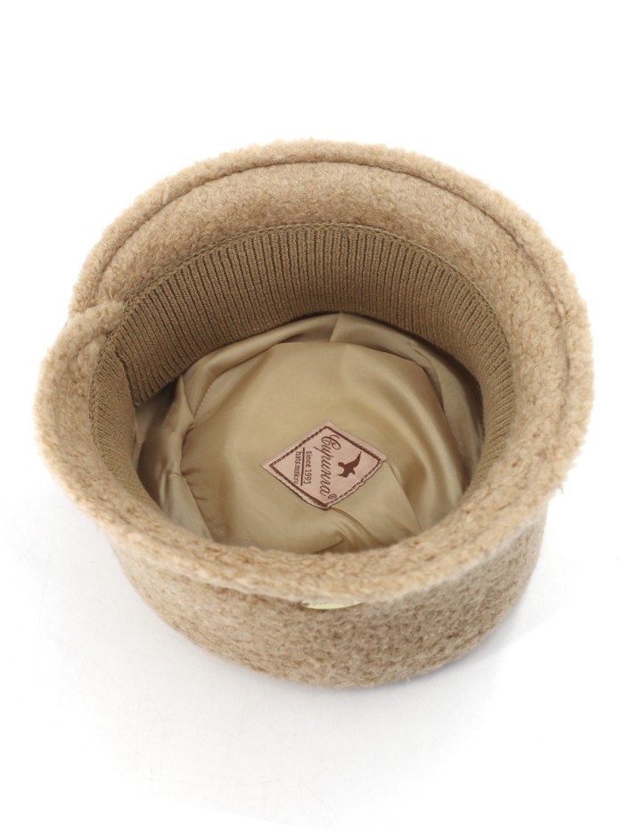 Шляпка с маленькими полями из эко-меха цвет светло-бежевый Д-851/1