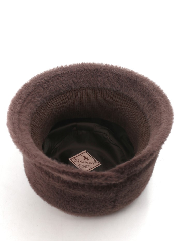 Шляпка с маленькими полями из эко-меха цвет коричневый Д-851