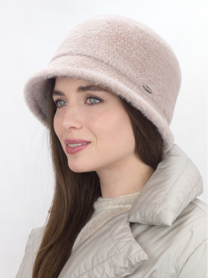 Шляпка из эко-меха цвет бежевый Д-853