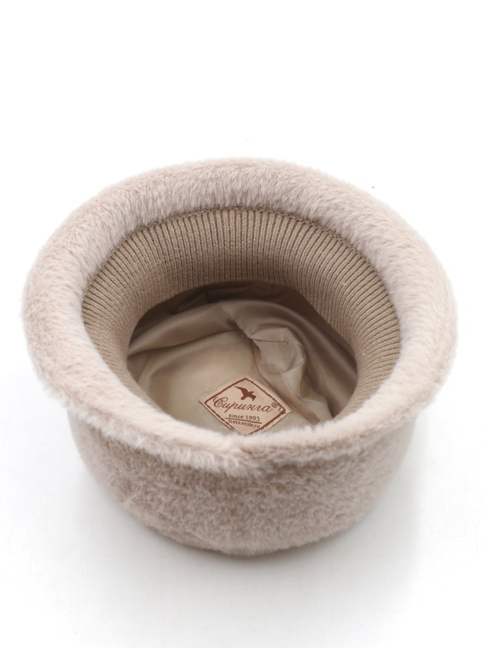 Шляпка из эко-меха цвет бежевый Д-853