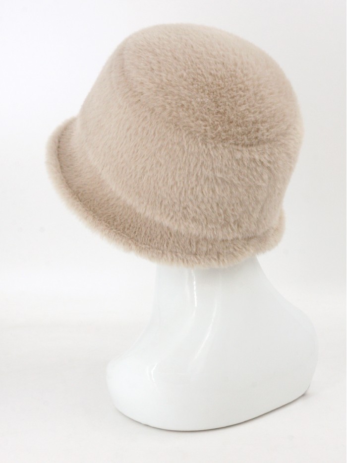 Шляпка из эко-меха цвет бежевый Д-853