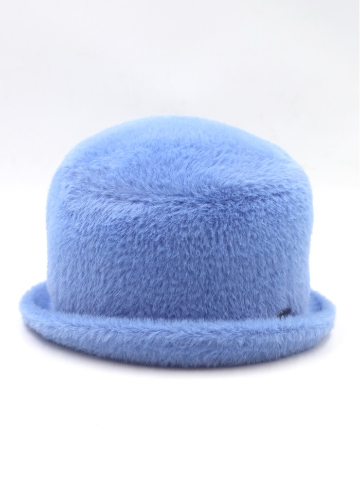 Шляпка из эко-меха цвет голубой Д-853