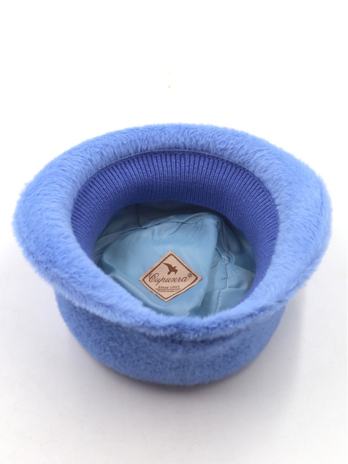 Шляпка из эко-меха цвет голубой Д-853