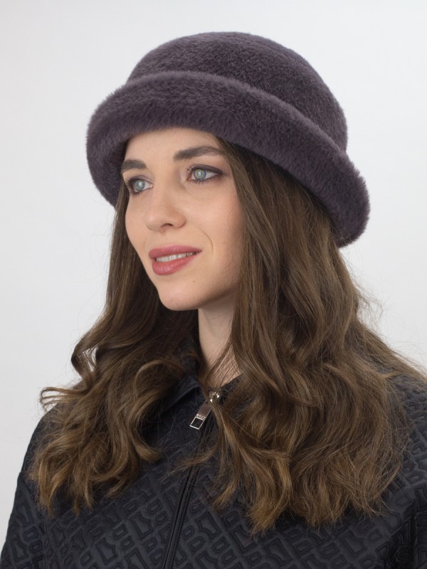 Шляпка из эко-меха цвет графит Д-853 Шляпка из эко-меха цвет графит Д-853