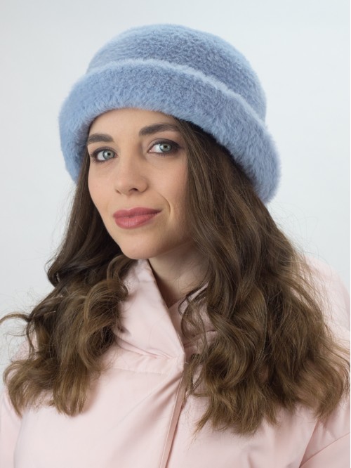 Шляпка из эко-меха цвет сер...