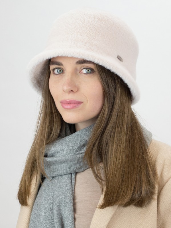 Шляпка из эко-меха цвет ванильный Д-853 Шляпка из эко-меха цвет ванильный Д-853