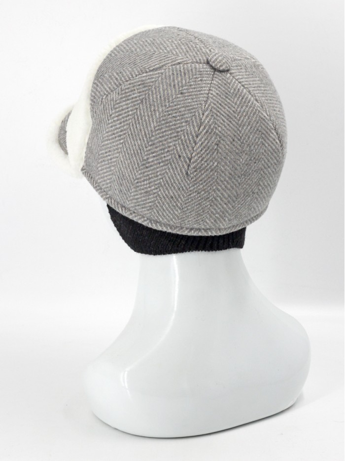 Бейсболка с эко-мехом цвет серый-песочный-белый Д-939/1
