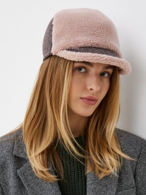 Комбинированная бейсболка цвет розовый-коричневый-черный-розово-серый Д-939