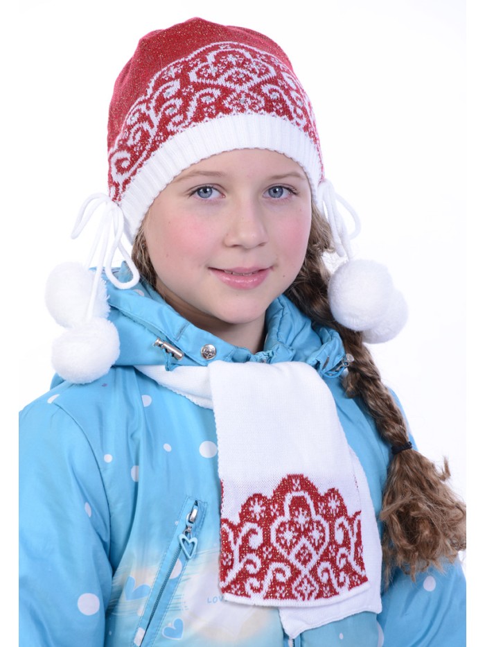 Новогодний комплект "Снегурочка" цвет красный Дети-21