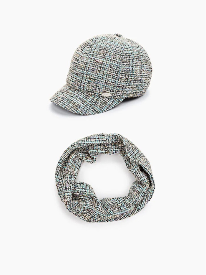 Комплект бейсболка со снудом цвет бирюзовый-бежевый ДК-11Ш