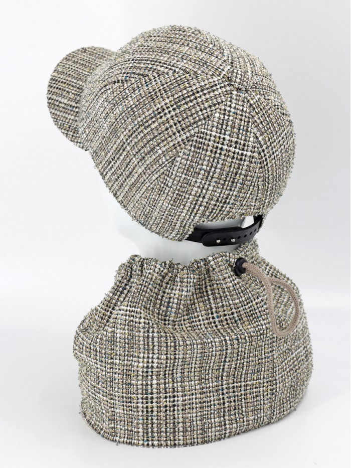 Комплект бейсболка со снудом цвет коричневый-бежевый ДК-11Ш