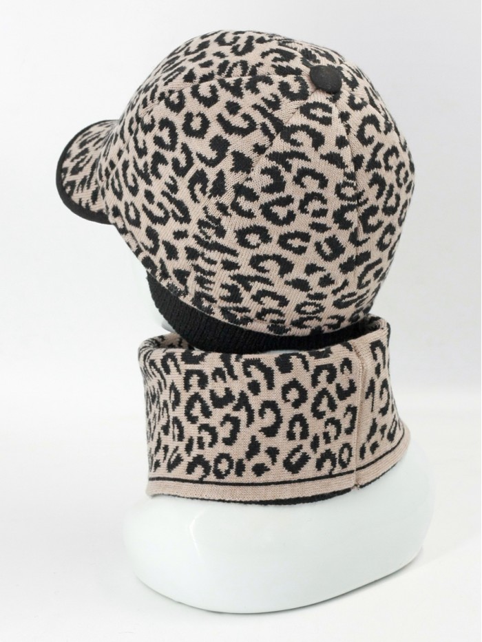 Стильный комплект с леопардовым рисунком цвет кремовый-черный ДК-539/4 Стильный комплект с леопардовым рисунком цвет кремовый-черный ДК-539/4