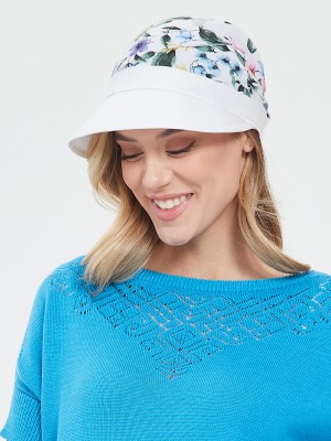 Комбинированная стильная кепка цвет белый-зеленый-белый Л-251/0