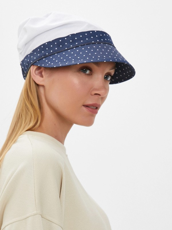 Комбинированная стильная кепка цвет синий-белый Л-251/0