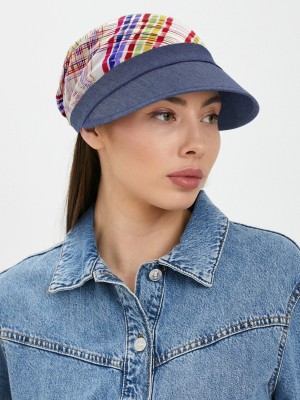 Комбинированная стильная кепка цвет темно-синий-белый-красный-желтый Л-251/0