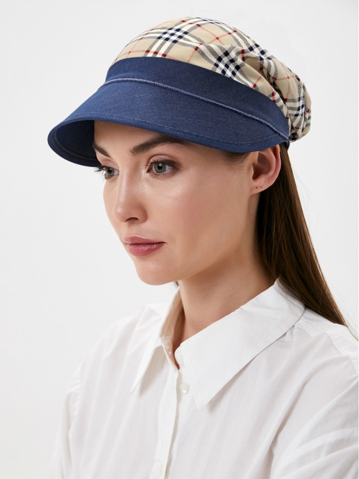 Комбинированная стильная кепка цвет темно-синий-бежевый-красный=черный Л-251/0