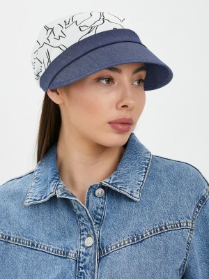 Комбинированная стильная кепка цвет темно-синий-молочный-черный Л-251/0