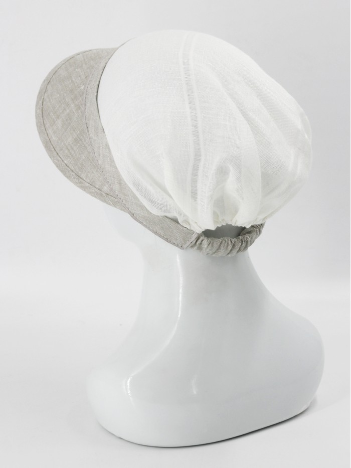 Стильная кепка из эко-льна цвет бежевый-белый Л-251/ОБ