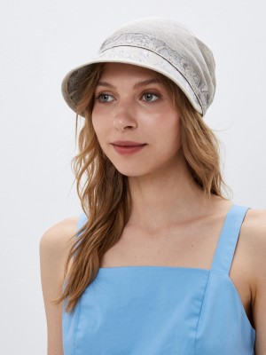 Стильная кепка из эко-льна цвет бежевый-темно-бежевый Л-251/ОБ