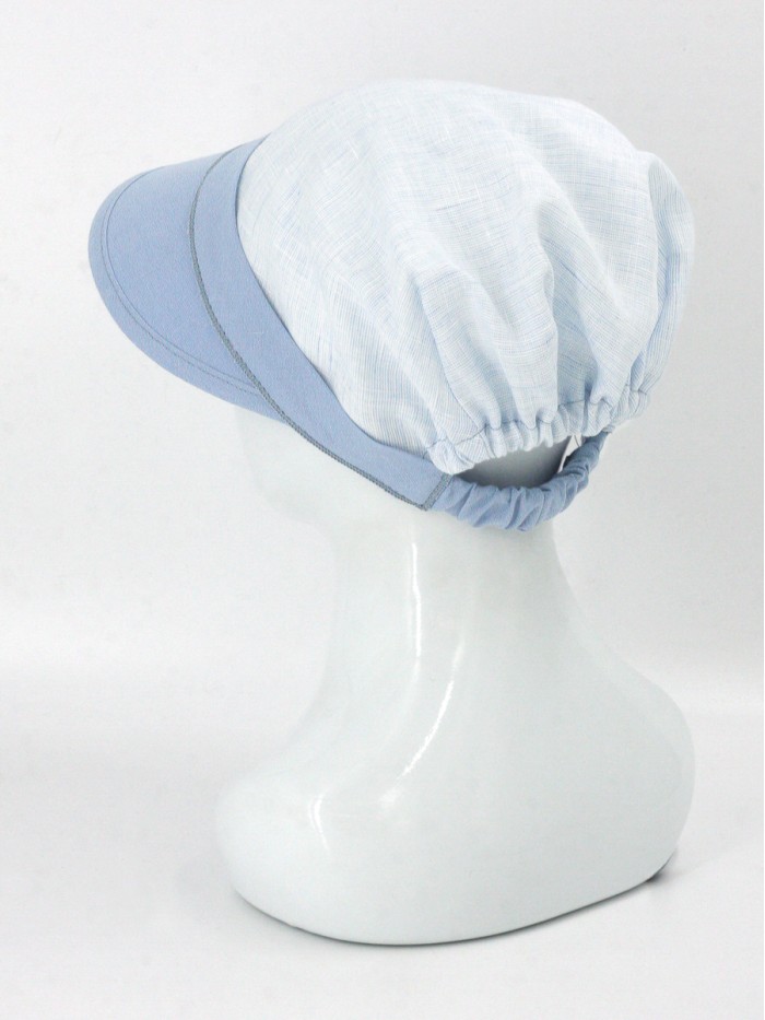 Стильная кепка из эко-льна цвет светло-голубой-белый Л-251/ОБ