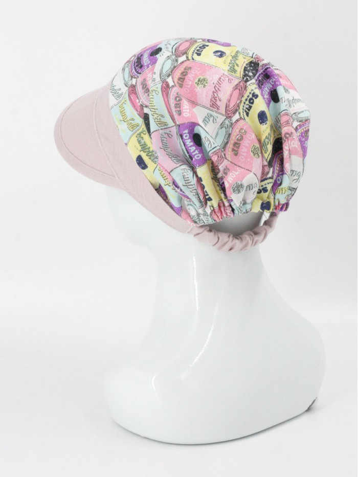 Стильная комбинированная кепка  цвет бледно-розовый-сиреневый-желтый Л-251/ОВ