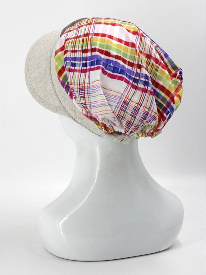 Стильная комбинированная кепка  цвет серо-бежевый-красный-желтый Л-251/ОВ